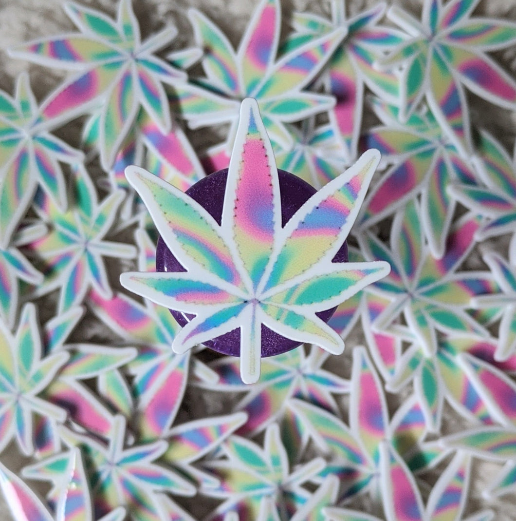 Psychadelic Rainbow Marijuanna Weed Leaf Plannar