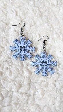 Skull Snowflakes Alternative Christmas Acrylic Earrings
