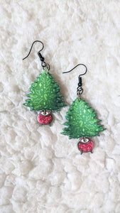 Xmas Trees With Creepy Ornaments Alternative Christmas Acrylic Earrings