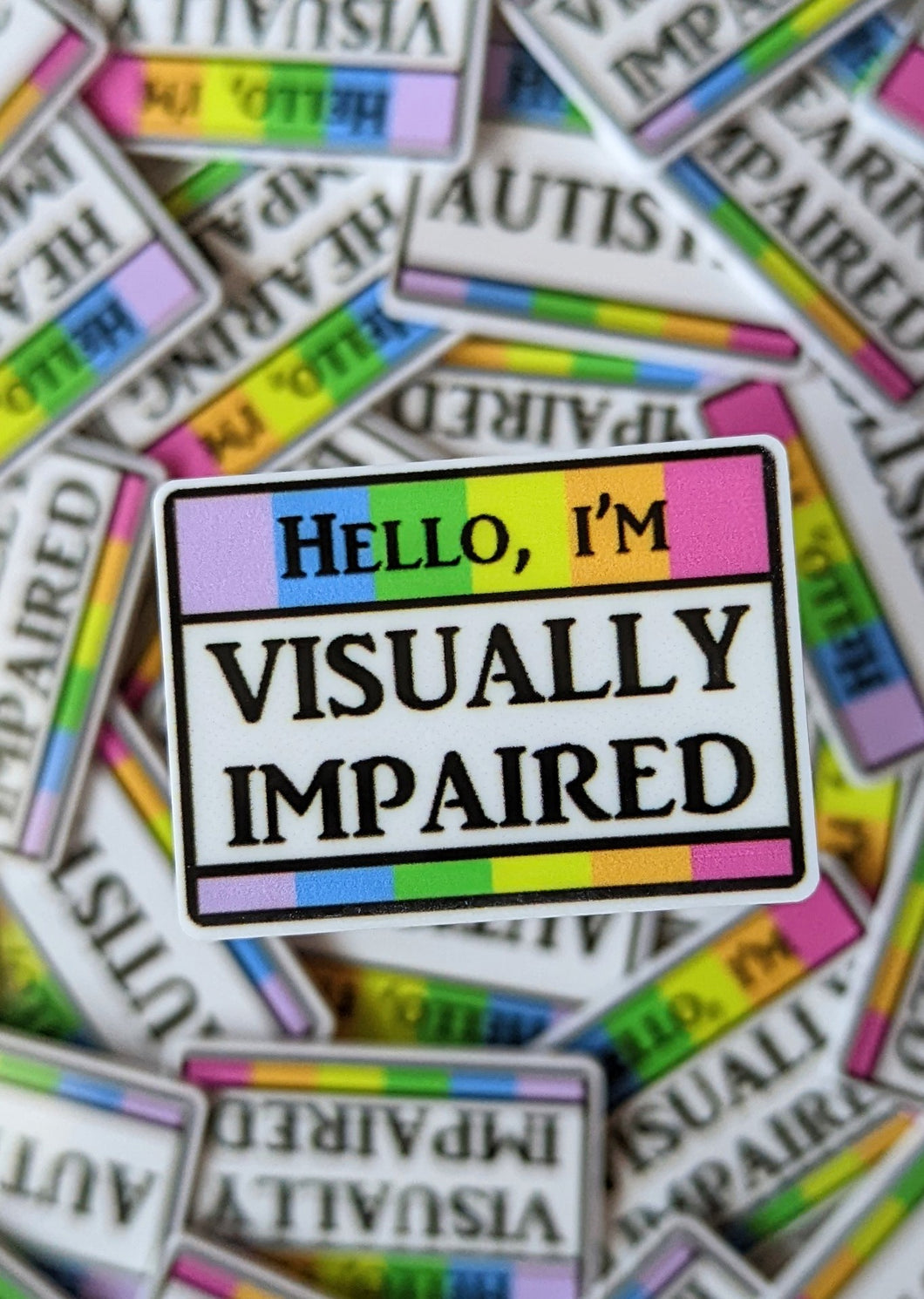 Hello I'm Visually Impaired Nametag Plannar