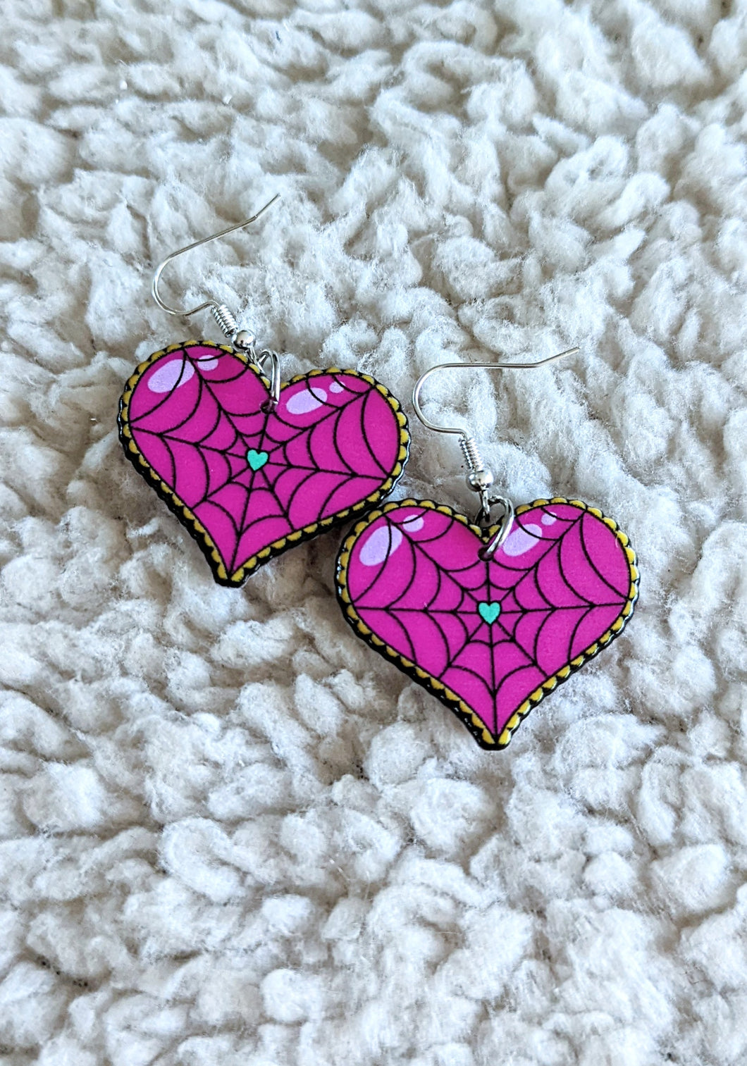 Spider Web Heart Alternative Halloween Acrylic Earrings