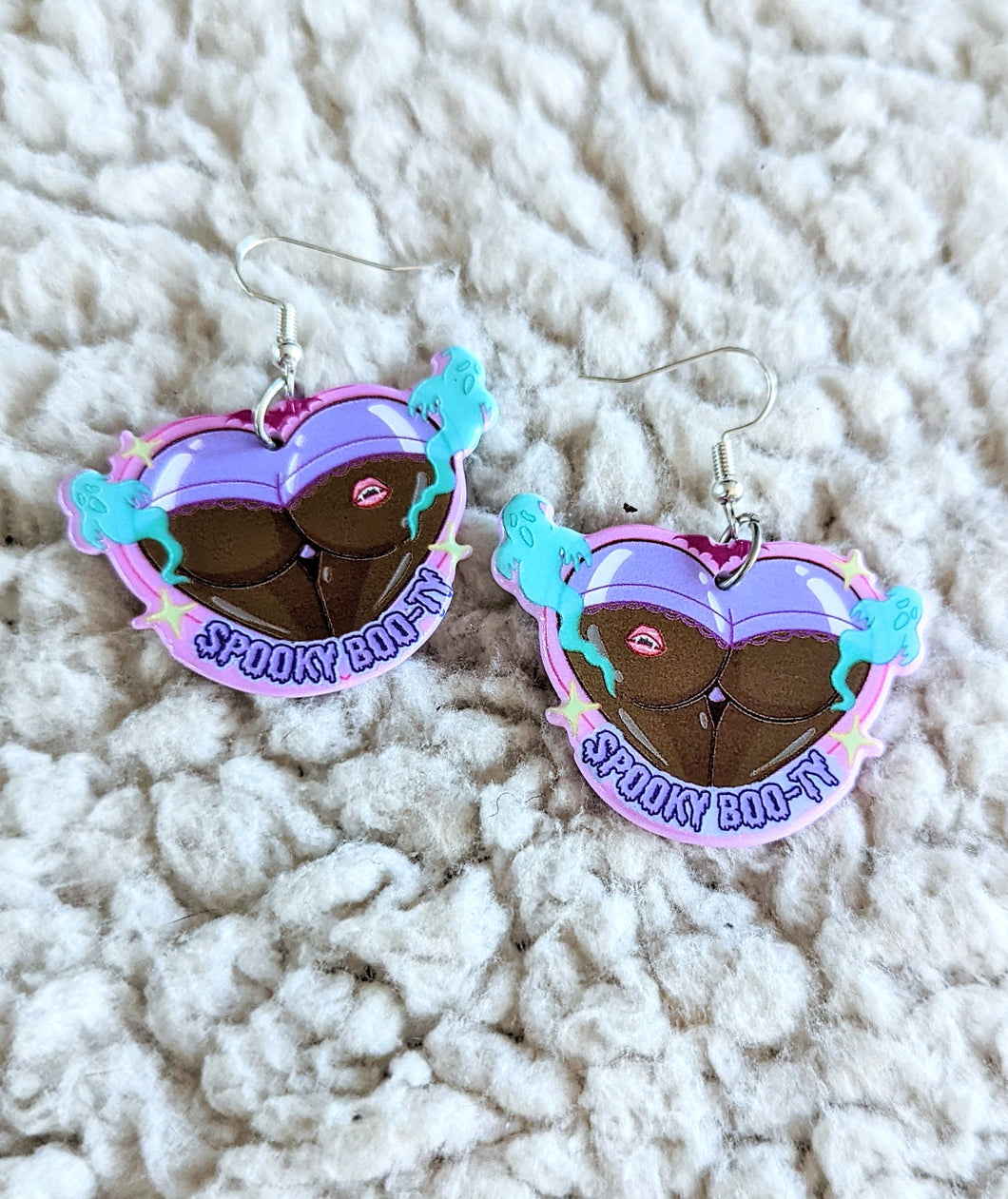 Person of Color Spooky Booty Alternative Halloween Acrylic Earrings