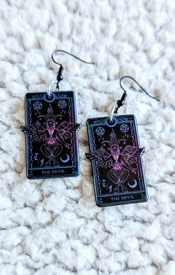 The Devil Tarot Card Alternative Halloween Witchy Acrylic Earrings