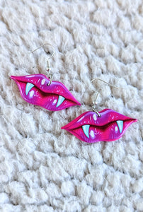 Vampire Fangs Lips Alternative Acrylic Earrings
