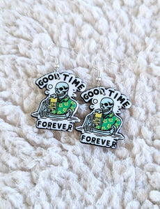 Good Times Forever Skeleton Alternative Halloween Acrylic Earrings