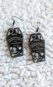 Ouija Board Coffin Acrylic Earrings