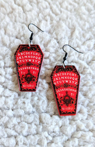 Ouija Board Coffin Acrylic Earrings