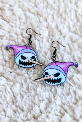Creepy Evil Frosty The Snowman Alternative Christmas Acrylic Earrings