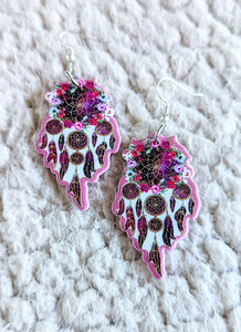 Pink Dreamcatcher Alternative Acrylic Earrings