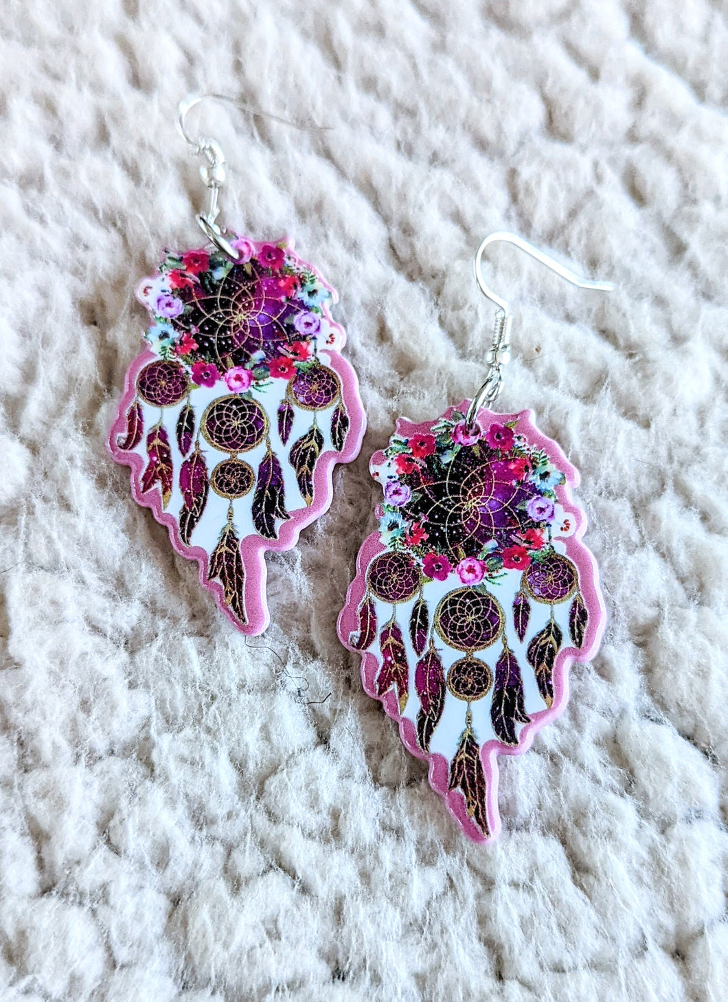 Pink Dreamcatcher Alternative Acrylic Earrings