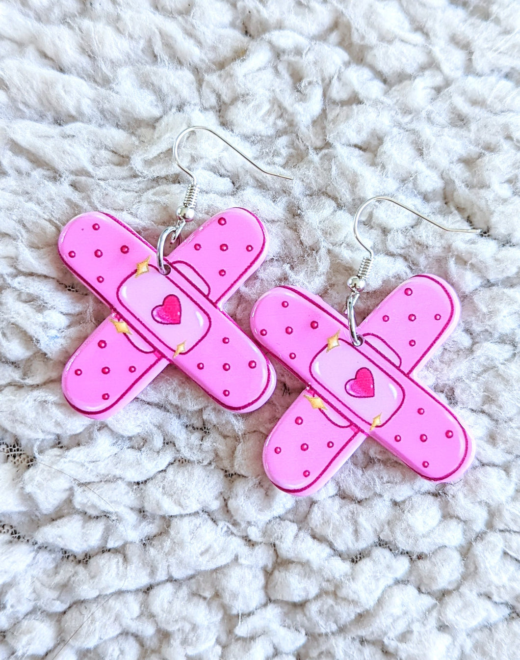 X Heart Band Aides Alternative Acrylic Dangle Earrings