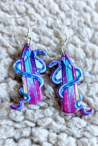 Snake And Crystal Point Alternative Acrylic Earrings