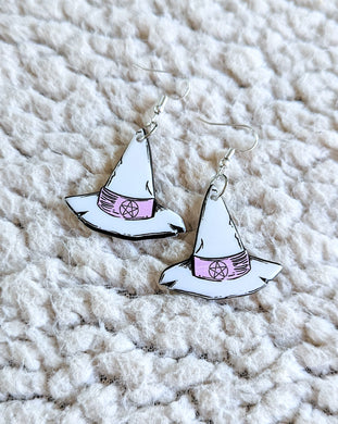 Pentacle Witches Hat Alternative Halloween Acrylic Earrings
