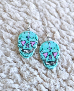 Day of the Dead Skull Alternative Halloween Acrylic Earrings