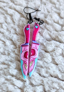 Skull Knives Alternative Halloween Acrylic Earrings