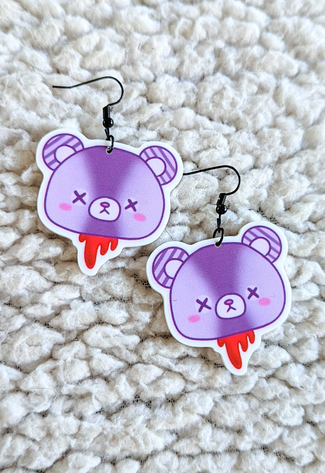 Decapitated Teddy Bear Resin Flatback Dangle Earrings
